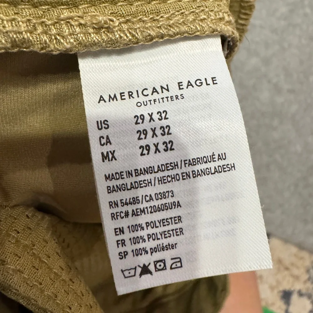 American Eagle Active Flex Khaki Tan Tapered Tech Pants Mens 29x32 Articulated